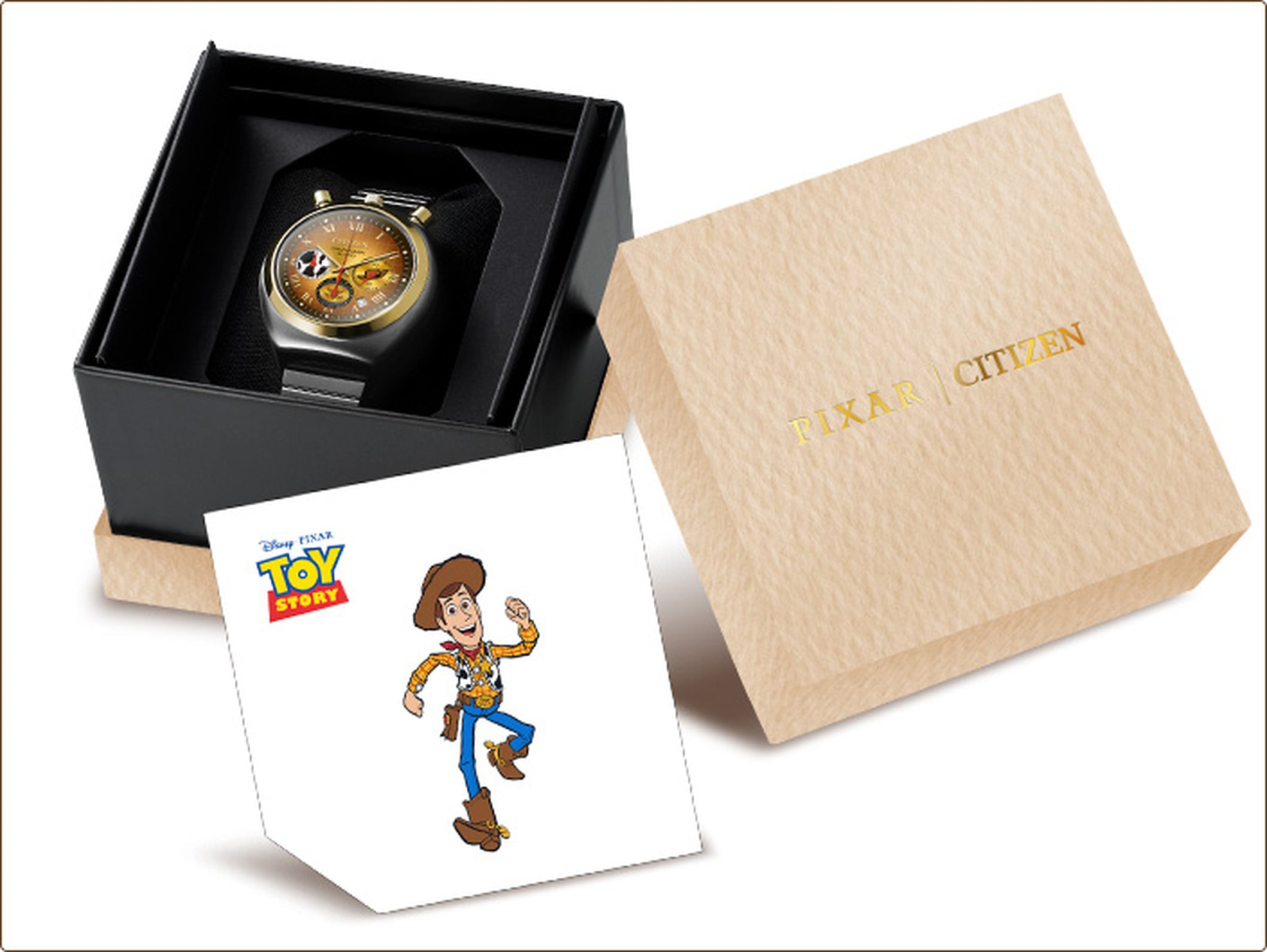 Woody Citizen watch with collector box and character art card